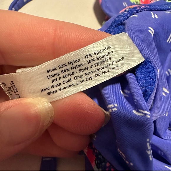 Vera Bradley blue floral off shoulder one piece swimsuit modest full coverage - Picture 5 of 9